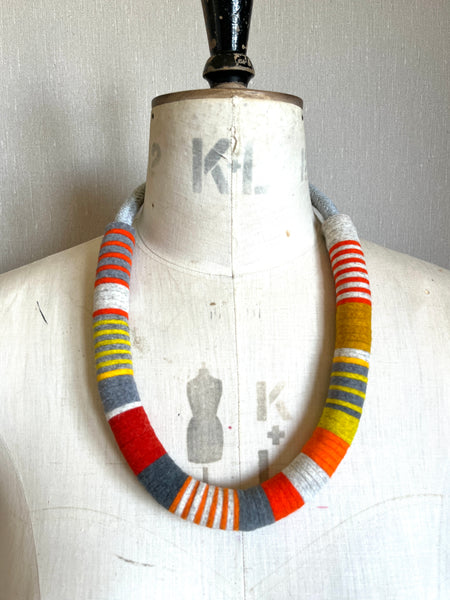 Chunky Colour blocks Necklace - Orange mix