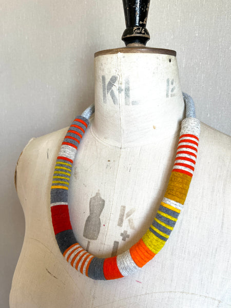 Chunky Colour blocks Necklace - Orange mix