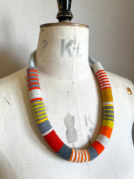 Chunky Colour blocks Necklace - Orange mix