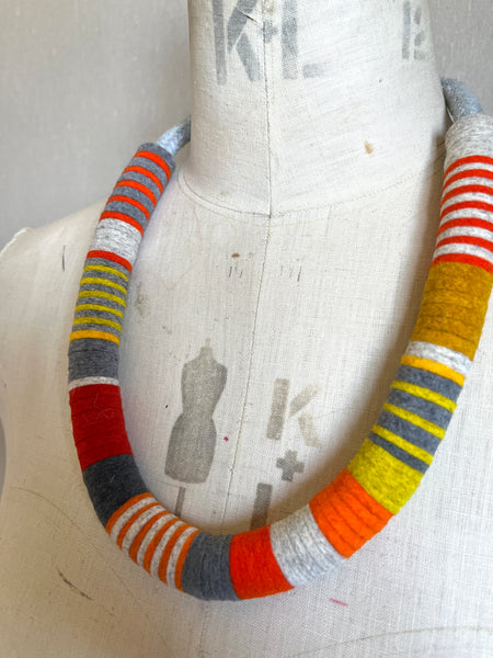 Chunky Colour blocks Necklace - Orange mix