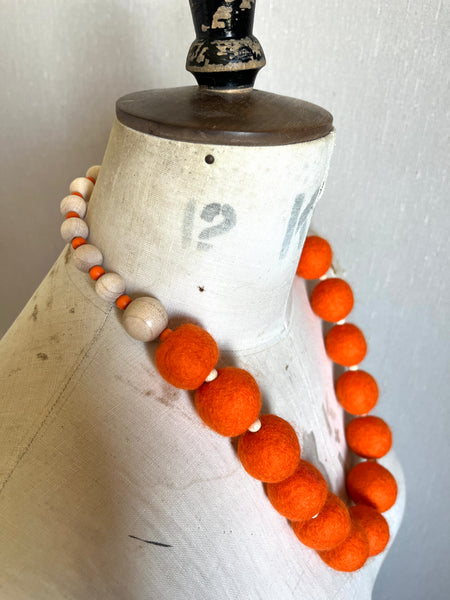 Merino Bead Necklace Orange