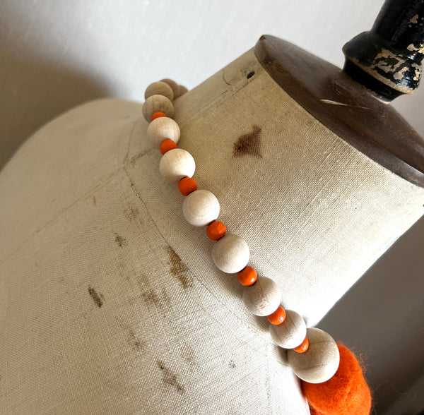 Merino Bead Necklace Orange