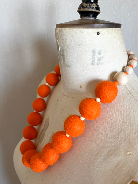 Merino Bead Necklace Orange
