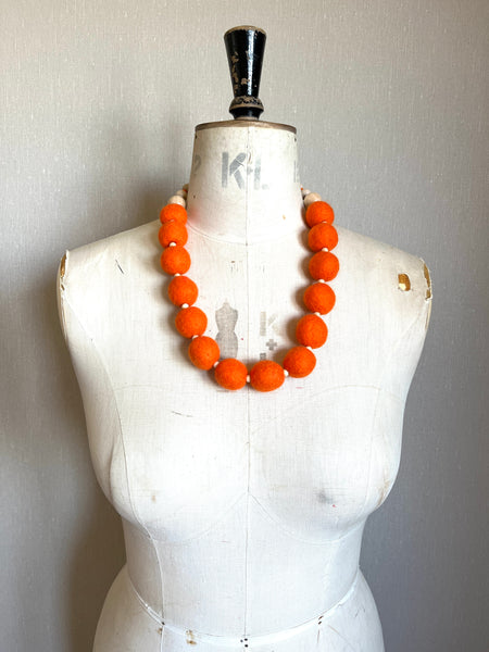 Merino Bead Necklace Orange