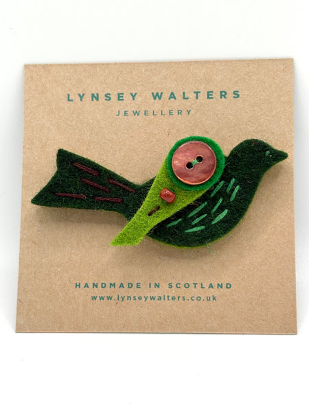 Little Birdy Brooch, Forest Green