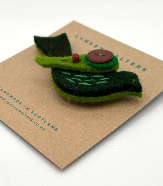 Little Birdy Brooch, Forest Green