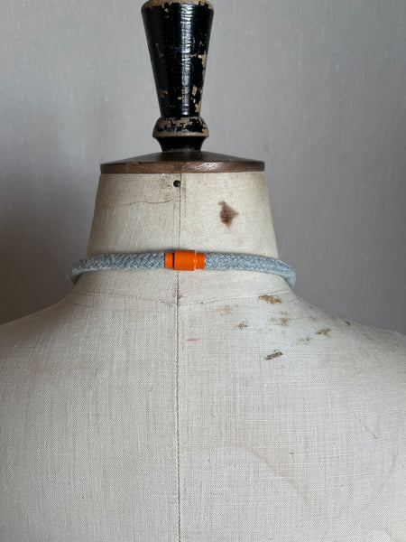 Industrial Felt, Wood and Rope Necklace - Orange Mix