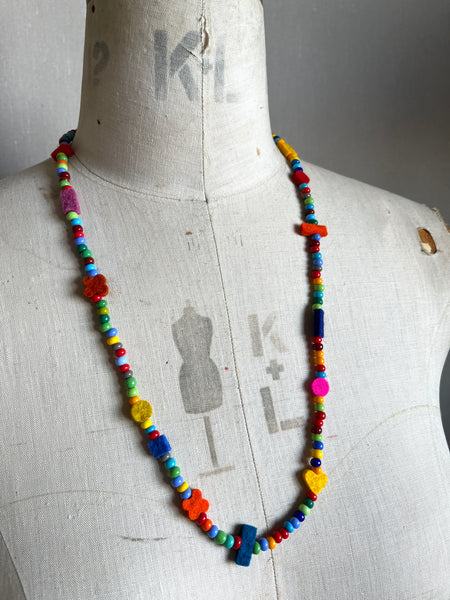 Charm Necklace - Multi Colour Glass Beads