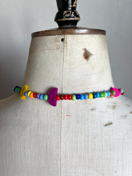 Charm Necklace - Multi Colour Glass Beads