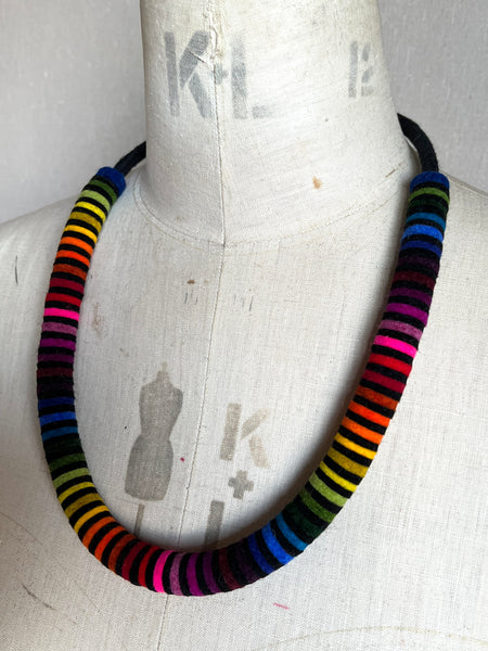 Not So Chunky Colour blocks Necklace - Multi & Black Stripes