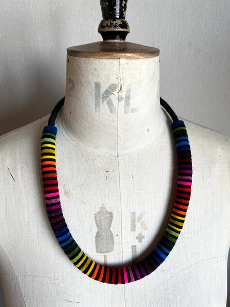 Not So Chunky Colour blocks Necklace - Multi & Black Stripes