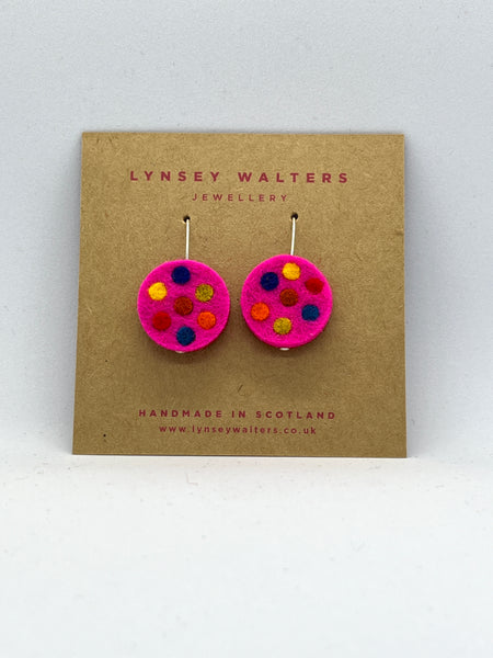 Galaxy drop earrings, pink & multi colour