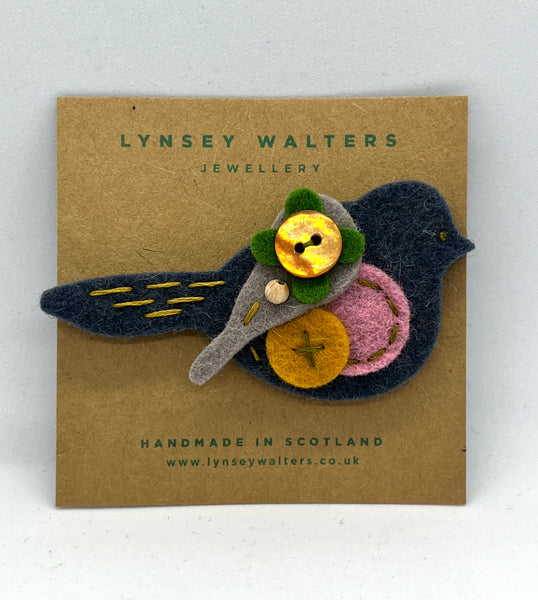 Pigeon Brooch - Slate