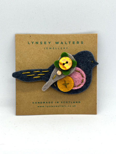 Pigeon Brooch - Slate