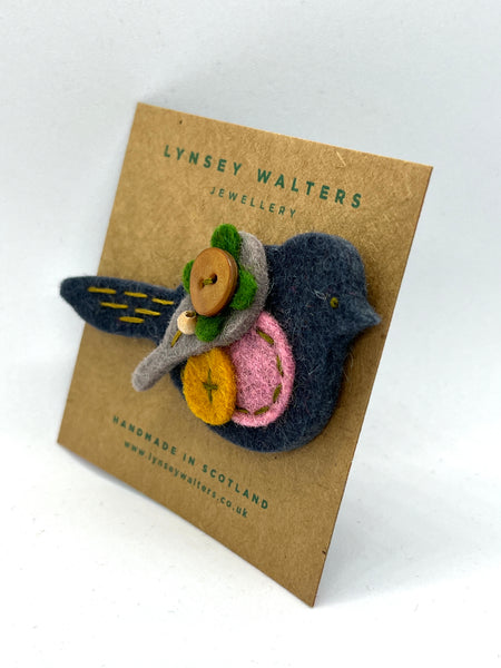 Pigeon Brooch - Slate