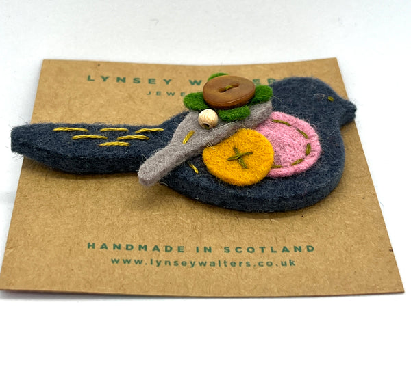 Pigeon Brooch - Slate