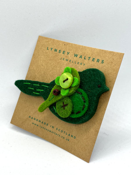 Pigeon Brooch - Forest Green