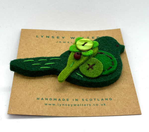 Pigeon Brooch - Forest Green