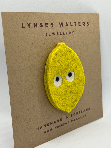 Fruit Brooch - Grumpy Lemon