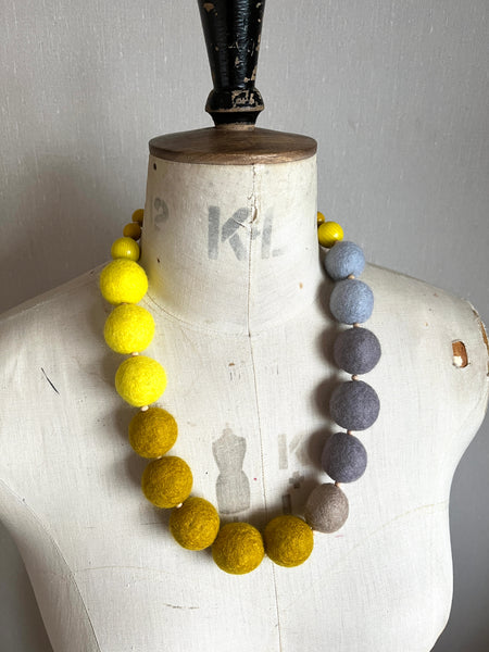 Merino Bead Necklace Ombre Mustard