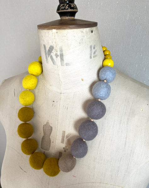Merino Bead Necklace Ombre Mustard