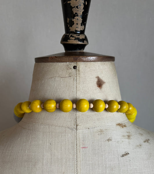 Merino Bead Necklace Ombre Mustard