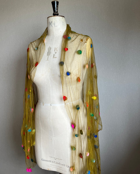 Silk Tulle Scarf - Large, Moss