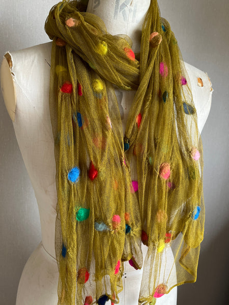 Silk Tulle Scarf - Large, Moss