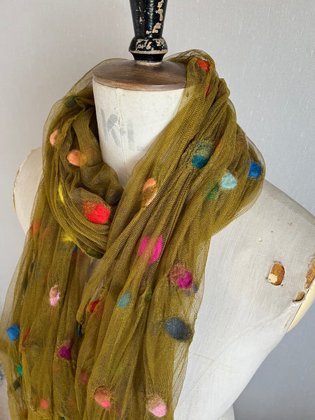 Silk Tulle Scarf - Large, Moss