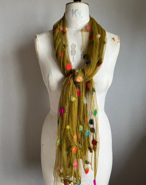 Silk Tulle Scarf - Large, Moss