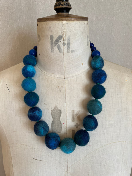 Merino Bead Necklace Mottled Iona Seas
