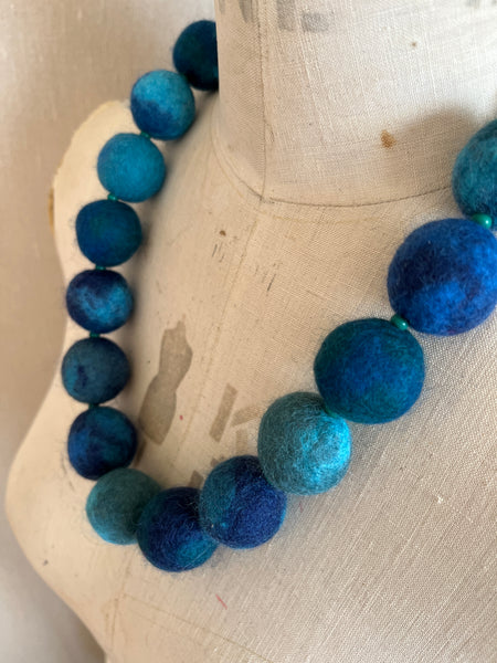 Merino Bead Necklace Mottled Iona Seas