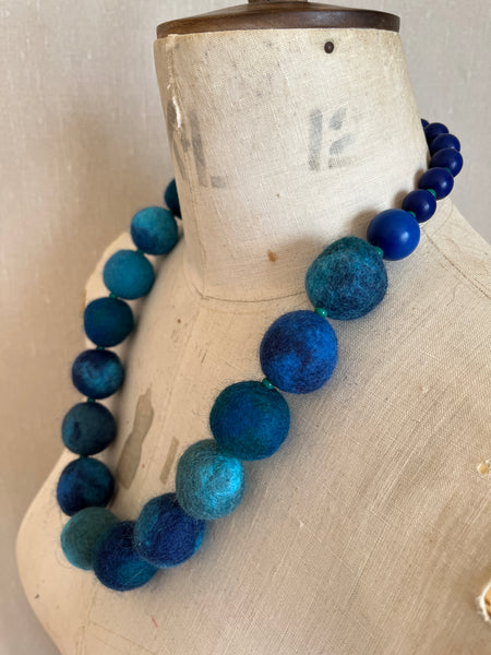 Merino Bead Necklace Mottled Iona Seas