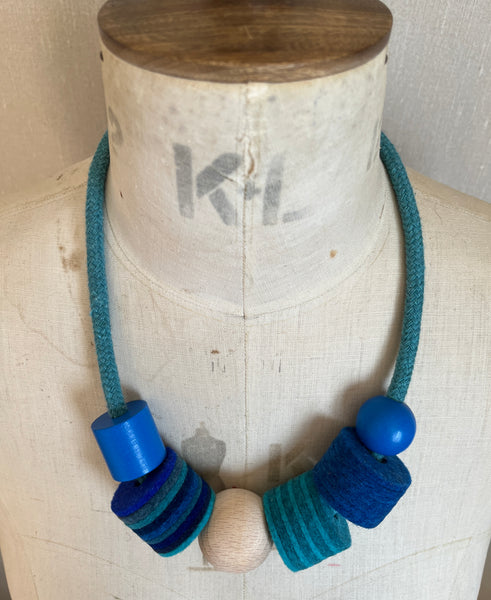 Industrial Felt, Wood and Rope Necklace - Iona Seas