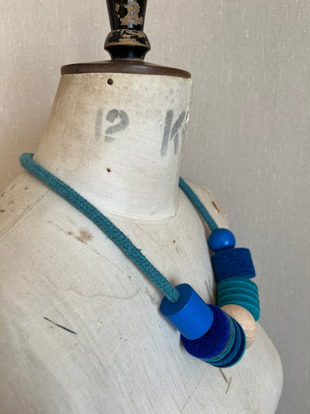 Industrial Felt, Wood and Rope Necklace - Iona Seas