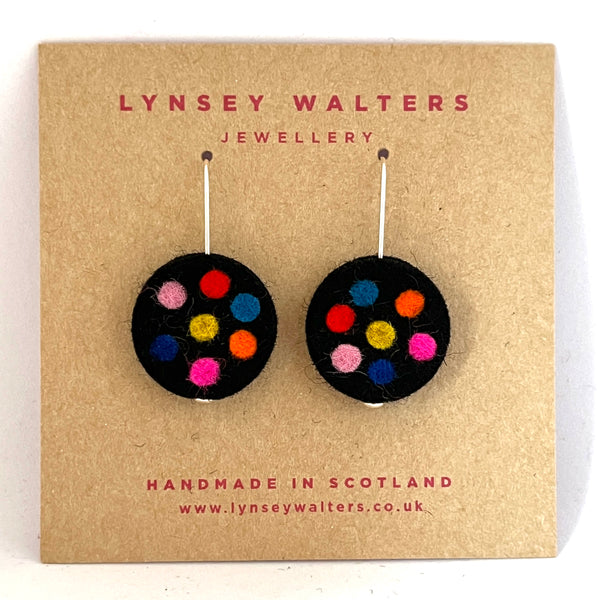 Galaxy drop earrings, black & multi colour