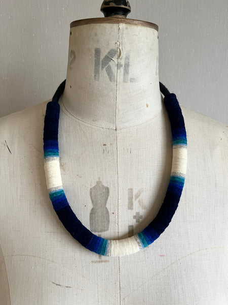 Not so Chunky Colour blocks Necklace - Indigo Dip Dye Effect