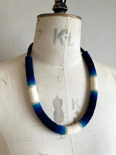 Not so Chunky Colour blocks Necklace - Indigo Dip Dye Effect