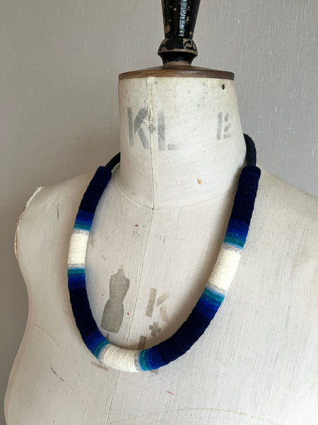 Not so Chunky Colour blocks Necklace - Indigo Dip Dye Effect