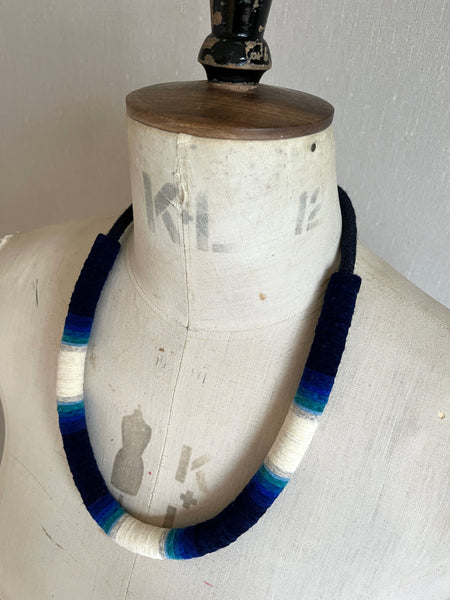 Not so Chunky Colour blocks Necklace - Indigo Dip Dye Effect