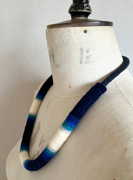 Not so Chunky Colour blocks Necklace - Indigo Dip Dye Effect