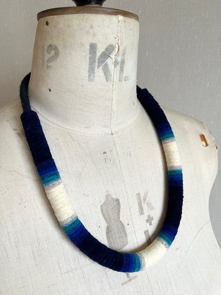 Not so Chunky Colour blocks Necklace - Indigo Dip Dye Effect
