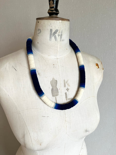 Velvet Edge Throw On Necklace - Indigo Dip Dye Effect