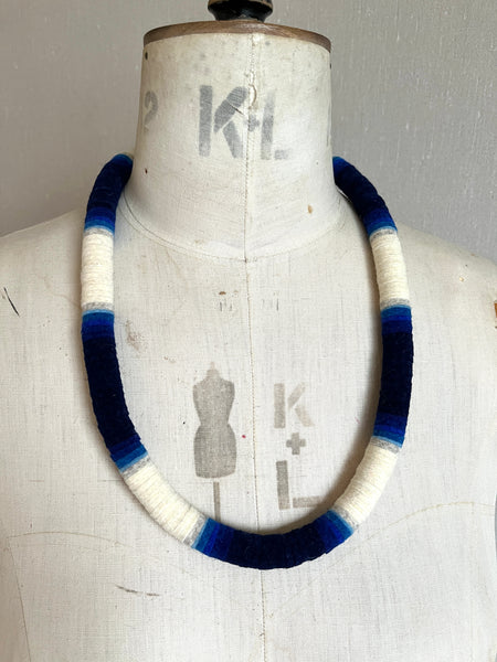 Velvet Edge Throw On Necklace - Indigo Dip Dye Effect