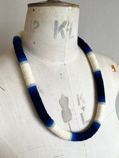 Velvet Edge Throw On Necklace - Indigo Dip Dye Effect