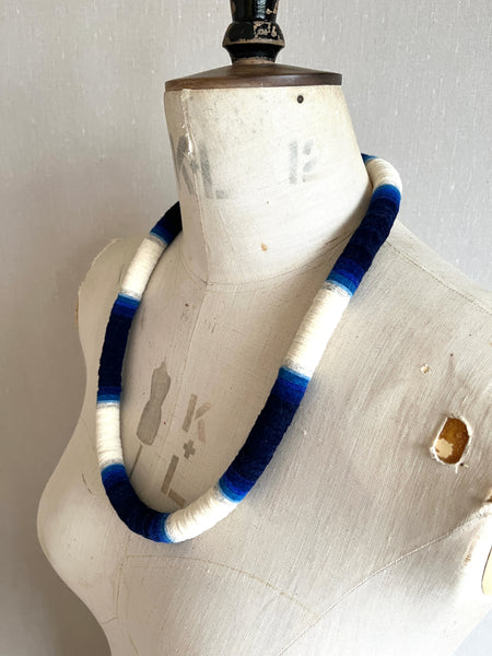 Velvet Edge Throw On Necklace - Indigo Dip Dye Effect