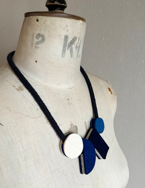 Geometric Shapes Necklace - Indigo