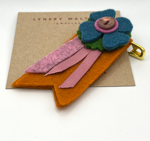 Medal Flower Brooch - Soft Multi