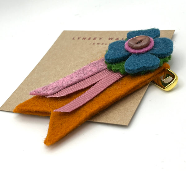 Medal Flower Brooch - Soft Multi