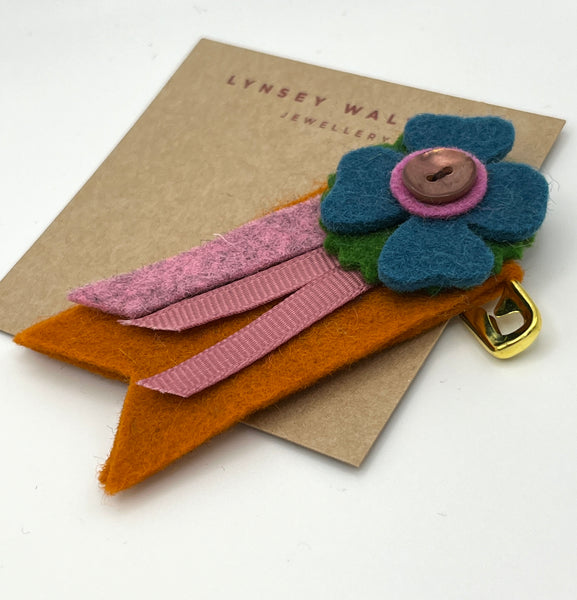 Medal Flower Brooch - Soft Multi